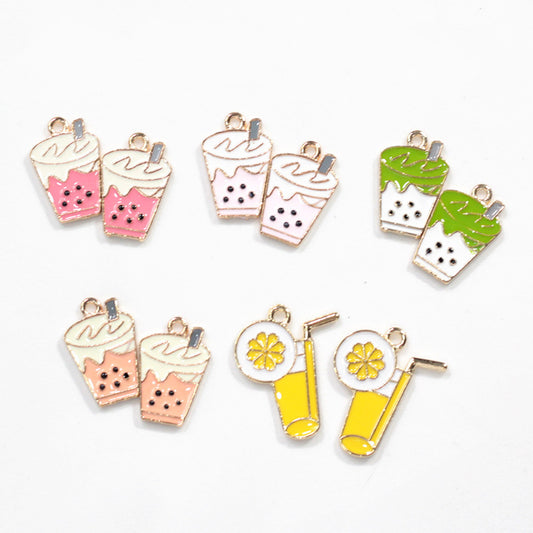 Boba Tea Metall Charms Ohrringe Zubehör Anhänger Zubehör DIY