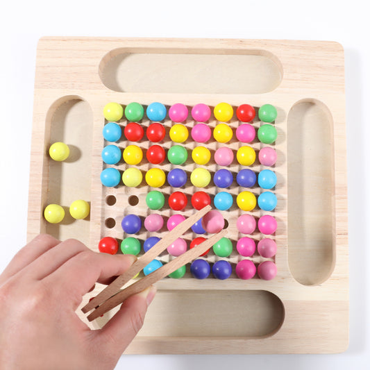 Wooden Peg Board Beads Game, Puzzle Color Sorting Stacking Art Toys for Toddlers, Counting Toy for Kids, Toddler Educational Montessori Games for Math Learning, Great Gift for Girls and Boys