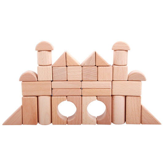 Wooden Building Blocks Set, 32 PCS Natural Wood Stacking Block Toy, DIY Wood Block Kit, Montessori Learning Birthday Gifts for 2 3 4 5 Year Olds Toddlers Kids Boys Girls Children