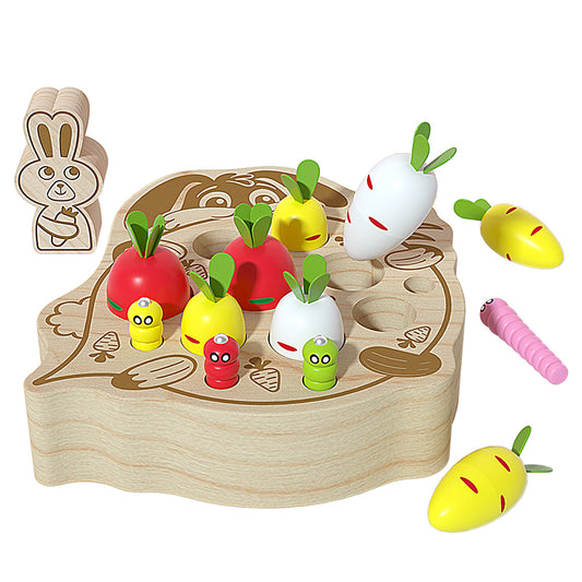 Rabbit Balance Radish Harvest Game Wooden Toy for Baby Boys and Girls 1 2 3-Year-Old, Educational Shape Sorting Matching Puzzle Gift Toy Montessori Toy for Toddlers 1-3