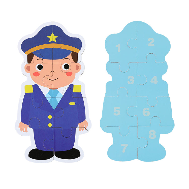 Disney Career Puzzle, Doctor, Teacher, Police, Fireman, Aviator, and Chef Mix and Match Dress-Up Wooden Play Set (33 pcs) For Improving Children's Hand-on Ability