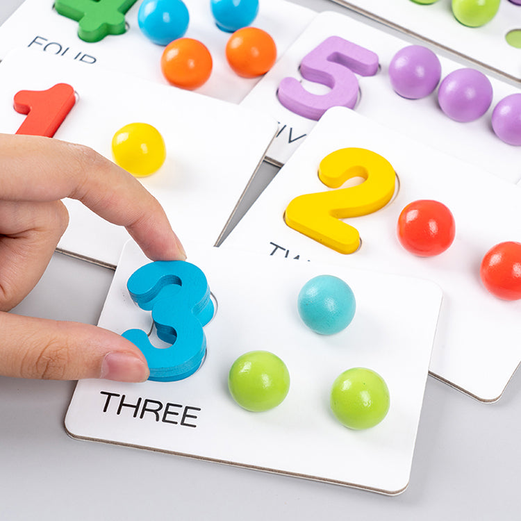 Sortieren Stapeln von Spielzeug, Holzzahlen Kognitive Operation Pairing Clip Beads Frühkindliche Bildung Arithmetik Pairing Kindergarten Lehrspielzeug, Eltern-Kind-Spiele für die Familie