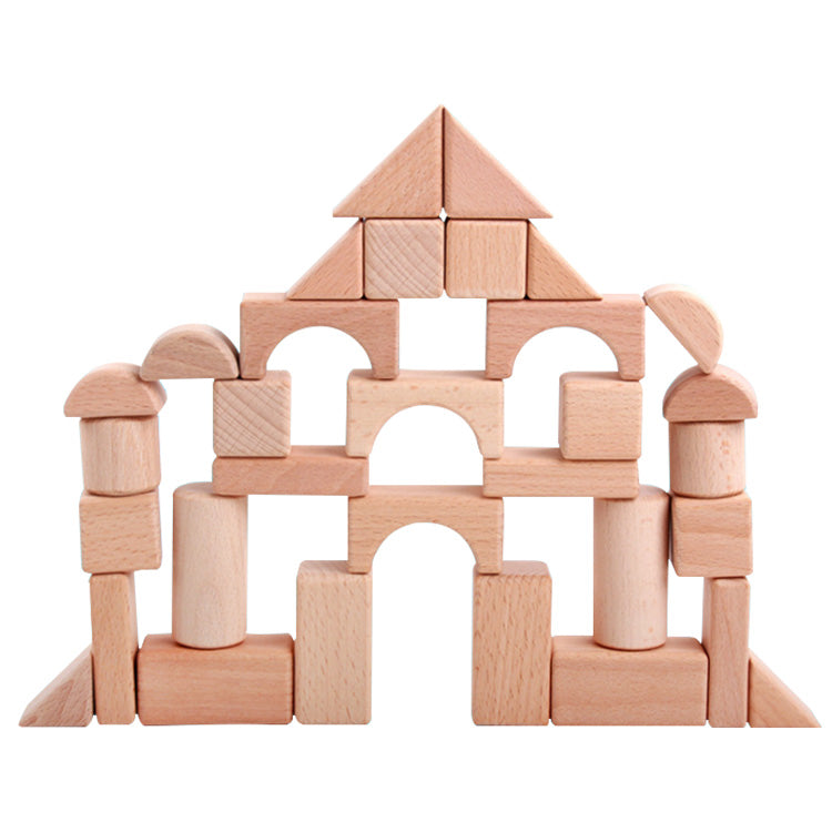 Wooden Building Blocks Set, 32 PCS Natural Wood Stacking Block Toy, DIY Wood Block Kit, Montessori Learning Birthday Gifts for 2 3 4 5 Year Olds Toddlers Kids Boys Girls Children