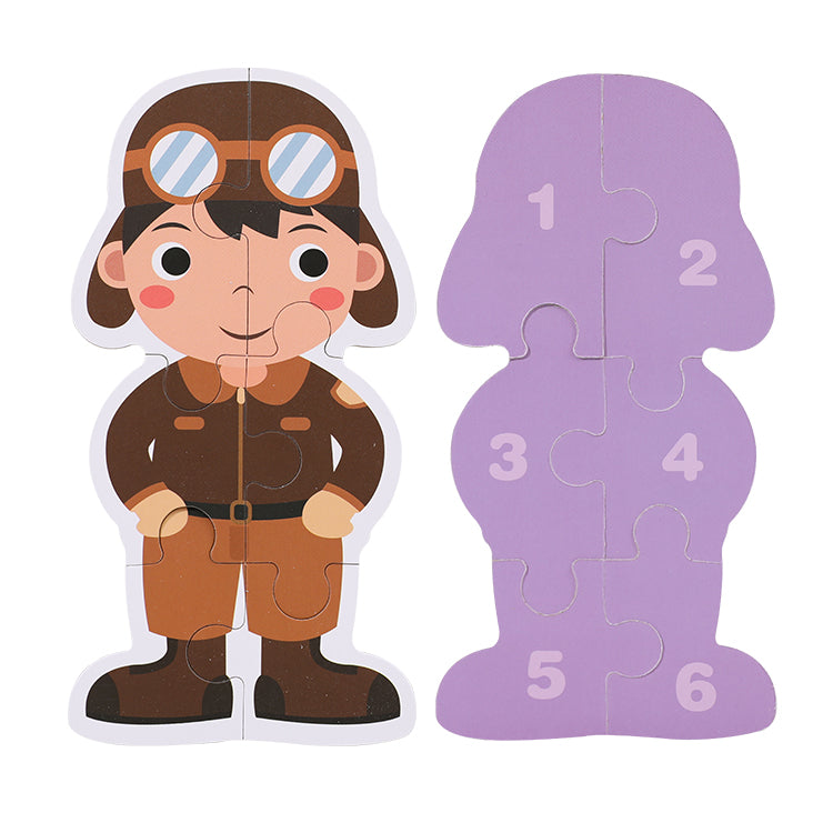 Disney Career Puzzle, Doctor, Teacher, Police, Fireman, Aviator, and Chef Mix and Match Dress-Up Wooden Play Set (33 pcs) For Improving Children's Hand-on Ability