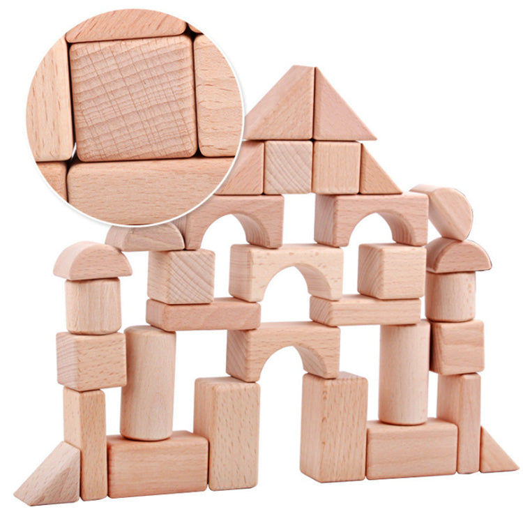 Wooden Building Blocks Set, 32 PCS Natural Wood Stacking Block Toy, DIY Wood Block Kit, Montessori Learning Birthday Gifts for 2 3 4 5 Year Olds Toddlers Kids Boys Girls Children