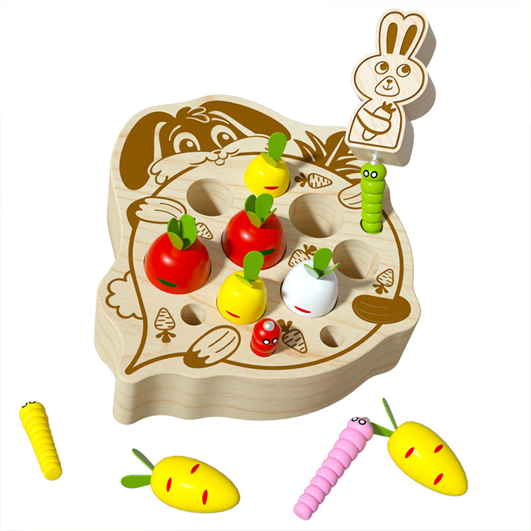 Rabbit Balance Radish Harvest Game Wooden Toy for Baby Boys and Girls 1 2 3-Year-Old, Educational Shape Sorting Matching Puzzle Gift Toy Montessori Toy for Toddlers 1-3