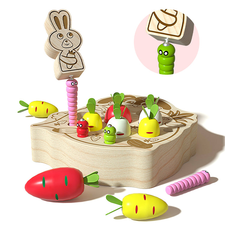 Hasen-Balance-Rettich-Ernte-Spiel, Holzspielzeug für Babys, Jungen und Mädchen, 1 2 3 Jahre alt, pädagogische Form, Sortierung, passendes Puzzle, Geschenkspielzeug, Montessori-Spielzeug für Kleinkinder 1–3