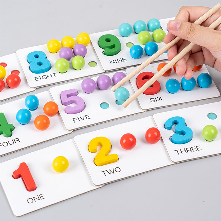 Sortieren Stapeln von Spielzeug, Holzzahlen Kognitive Operation Pairing Clip Beads Frühkindliche Bildung Arithmetik Pairing Kindergarten Lehrspielzeug, Eltern-Kind-Spiele für die Familie