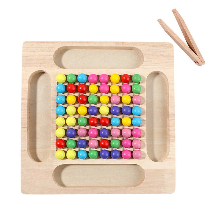Wooden Peg Board Beads Game, Puzzle Color Sorting Stacking Art Toys for Toddlers, Counting Toy for Kids, Toddler Educational Montessori Games for Math Learning, Great Gift for Girls and Boys