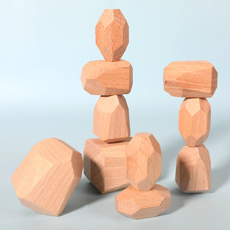 Holzbausteine-Set Leichte natürliche Balancierblöcke Farbige Holzsteine Stapelspiel Felsblöcke Pädagogisches Puzzle-Spielzeug (36 Stück) Verbessern die Vorstellungskraft der Hand-Auge-Koordination der Kinder