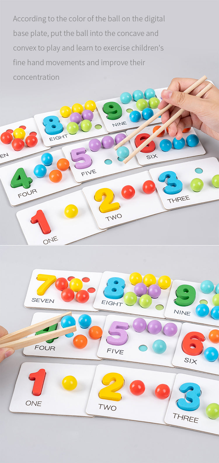 Clip Bead Number Pairing Game 3D Puzzles Wooden Early Educational Parents-Kids Interaction Game For Children