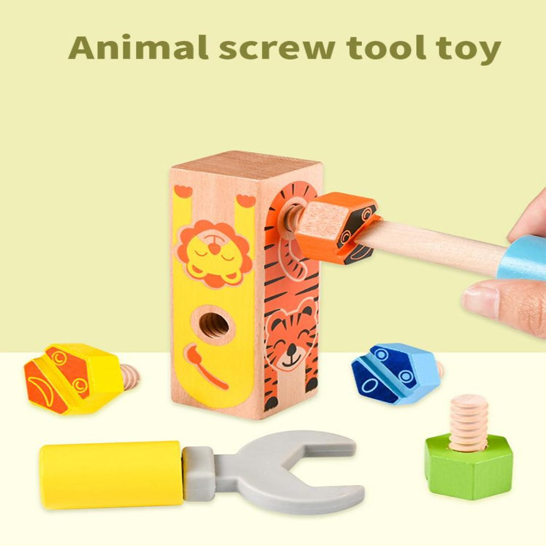 Screw Block Toy-Kids Wooden Toys Animal Screw Game for Kids Development Hand-Eye Coordination Montessori Toys for Toddlers