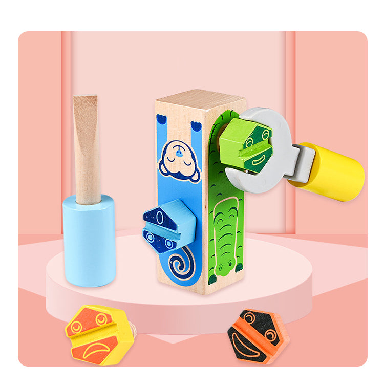 Schraubenblock Spielzeug-Kids Holzspielzeug Tierschraubenspiel für Kinder Entwicklung Hand-Augen-Koordination Montessori Spielzeug für Kleinkinder