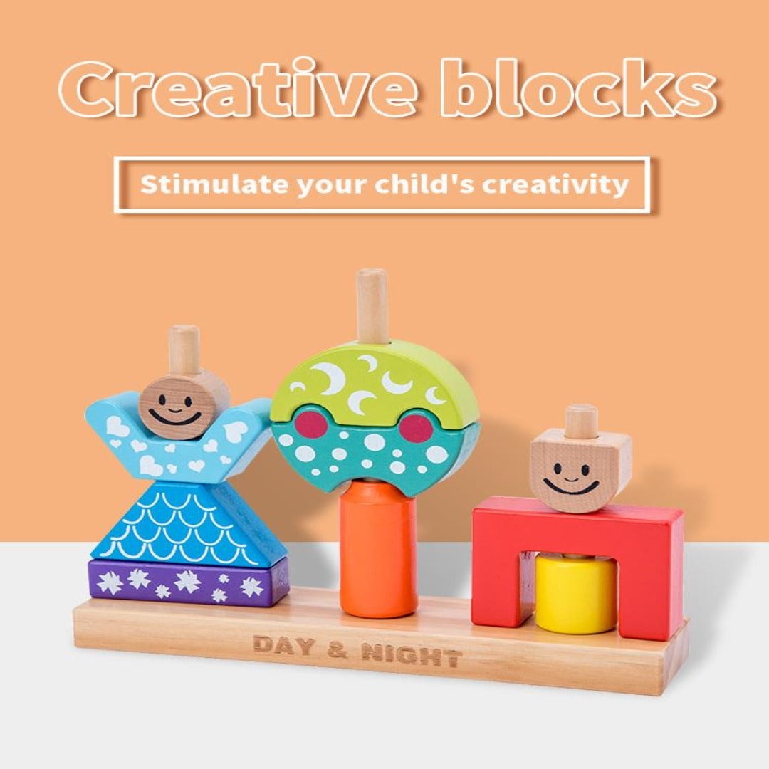 Kinder Holzpuzzle Sortier- und Stapelspiel Montessori Lernspielzeug für Kleinkinder Kinder Bausteinsets