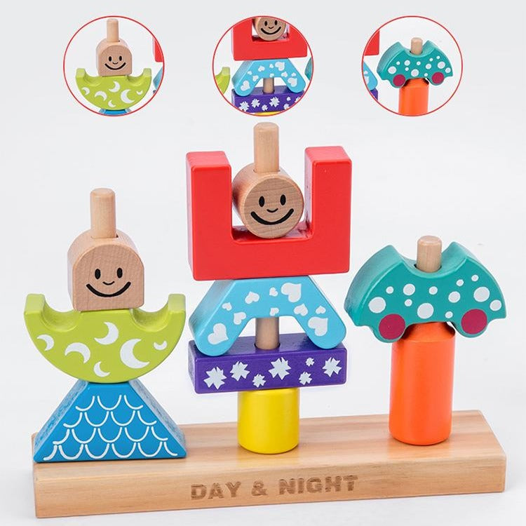 Children Wood Jigsaw Puzzle Sorting and Stacking Game Montessori Educational Toys for Toddlers  Kids Building Blocks Sets