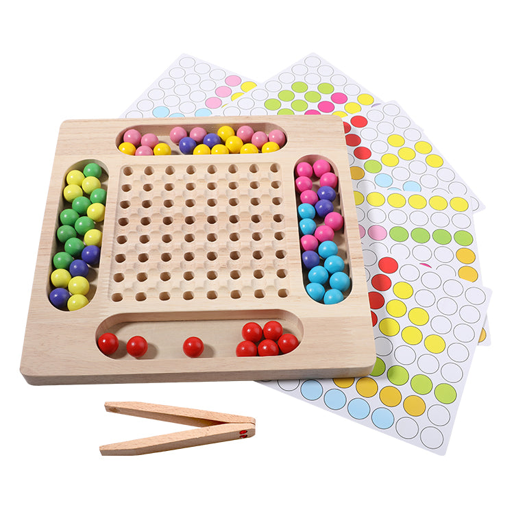 Wooden Peg Board Beads Game, Puzzle Color Sorting Stacking Art Toys for Toddlers, Counting Toy for Kids, Toddler Educational Montessori Games for Math Learning, Great Gift for Girls and Boys