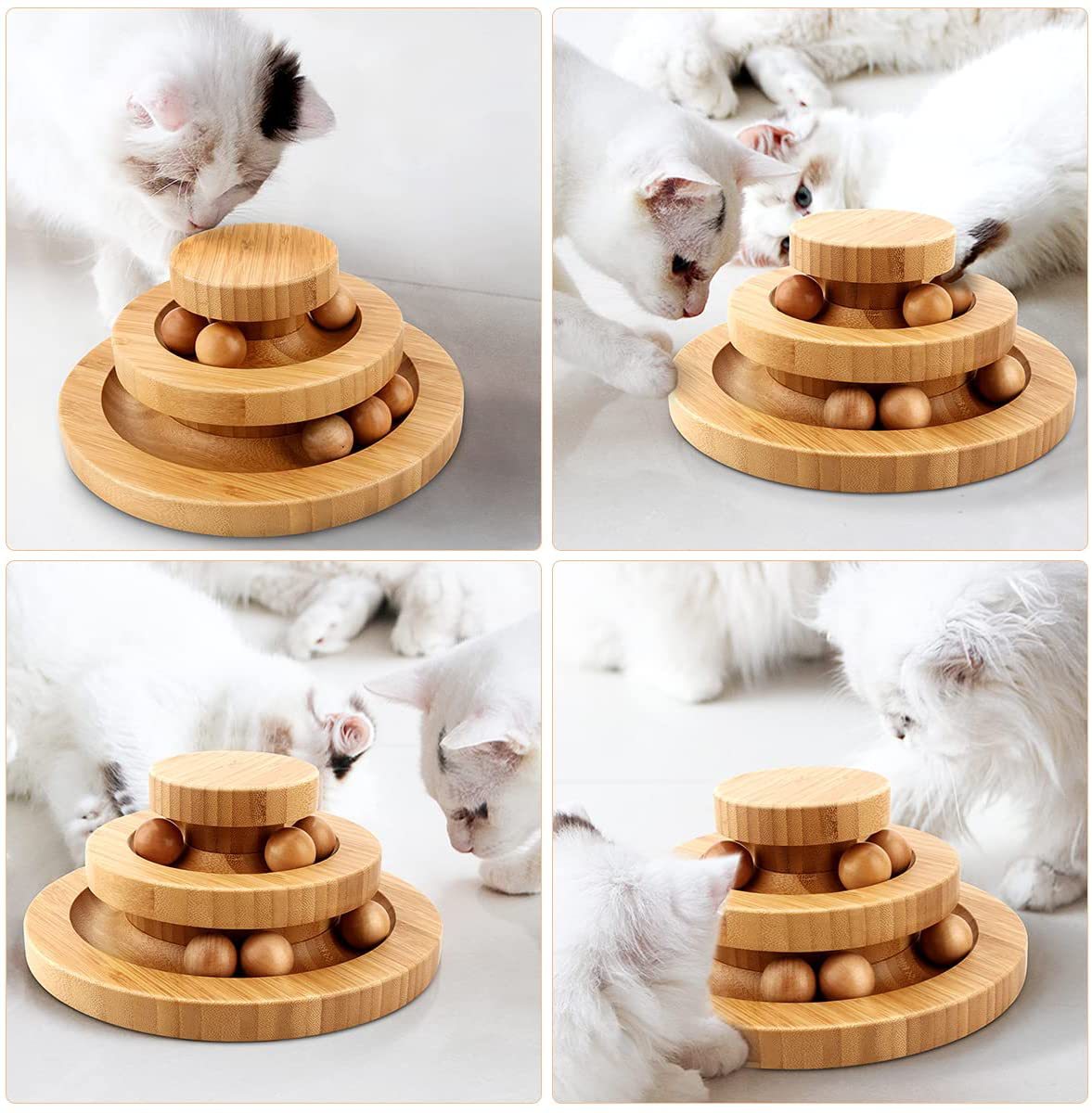 Cat Ball Track, Cat Ball Toy, Kitty Toys Roller,2-Level Cat Ball Tower Interactive Cat Toy