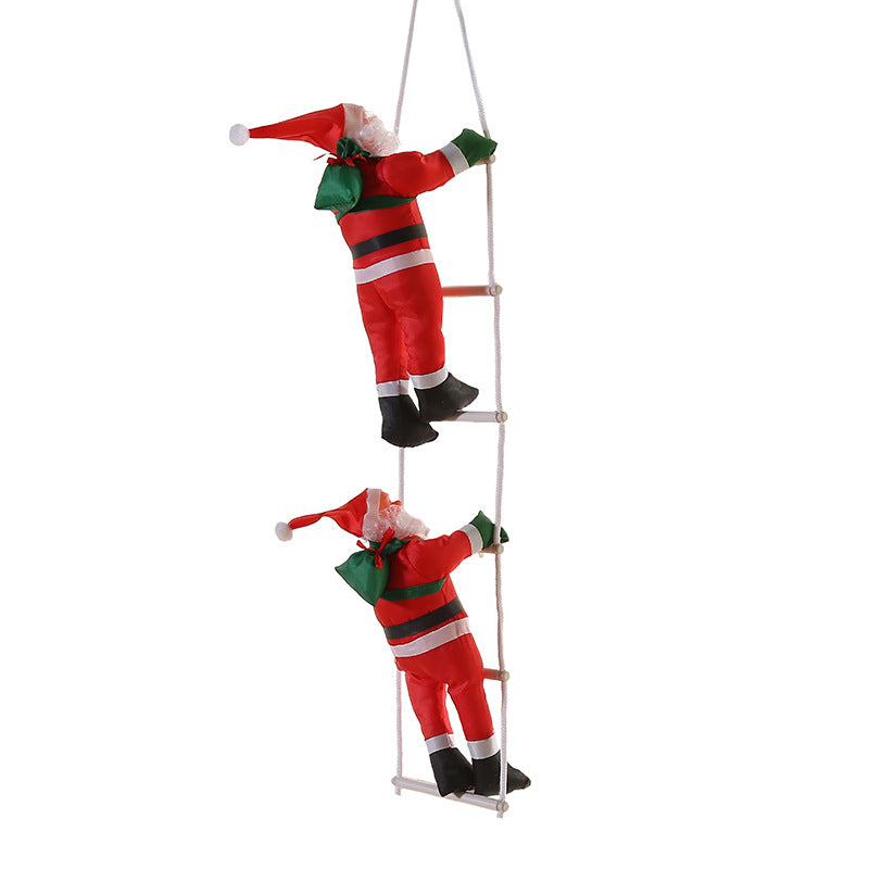 Christmas Ornament- 3 Santa Claus Climbing on Rope Ladder