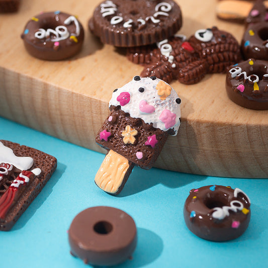 Chocolate Bear Biscuit Cream Resin Flatbacks Accessories DIY Simulation Food